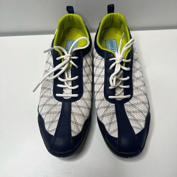 FootJoy Summer Series Golf Shoes Womens Size 7.5 White Navy Spikes - Picture 2 of 7